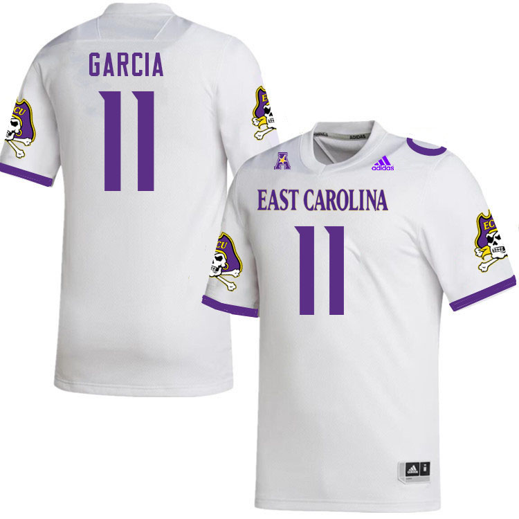 Men #11 Jake Garcia ECU Pirates College Football Jerseys Stitched-White